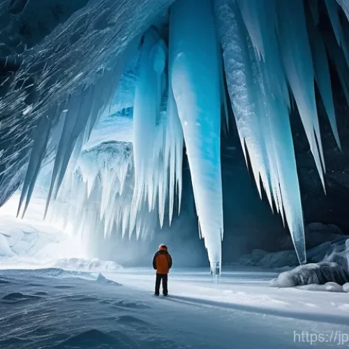 슬로바키아 도브신스카 얼음 동굴 - **Prompt 1: Majestic Ice Palace with Observer**
    "A breathtaking wide-angle shot inside the Dobši...