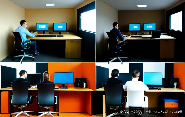 슬로바키아 vs 루마니아 IT 산업 발전 정도 - Photorealistic split-screen comparison of modern IT workplaces in Slovakia and Romania, left side Br...